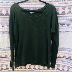 J Jill ribbed green long sleeve top size medium